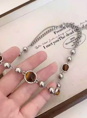 高级感轻奢小众猫眼石项链女