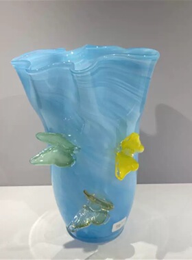 创意艺术蝴蝶琉璃玻璃花瓶彩色渐变不规则家居客厅插花装饰摆件