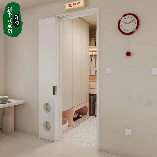 洞洞门PD折叠门推拉门无轨平移门隐藏隐形门小户型对开门平开pd门 - 图2