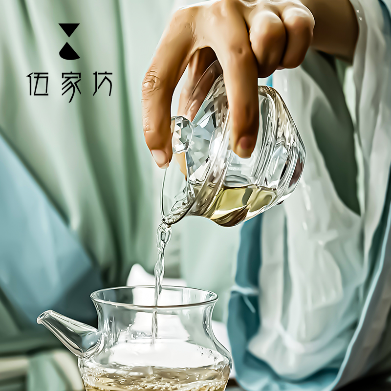 伍家坊 明镜止水盖碗水晶茶器水晶玻璃耐热泡茶高端功夫茶道茶具 - 图2