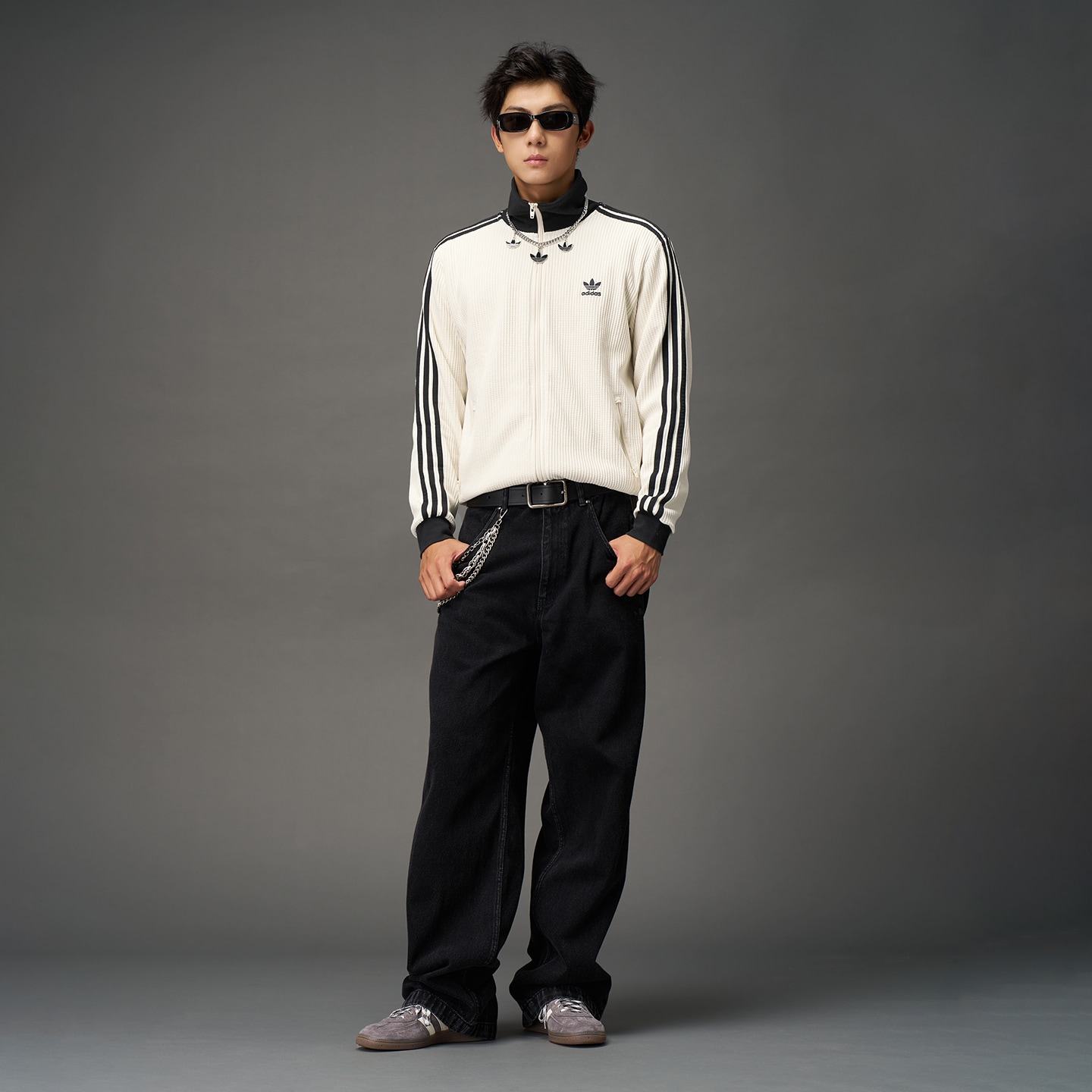 Adidas阿迪达斯三叶草三条纹华夫格复古夹克秋男女外套JW0109,淘宝优惠券,粉丝福利购,淘宝优惠卷