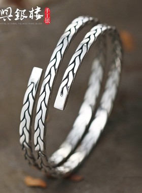 999麻花个性简约年轻纯银手镯