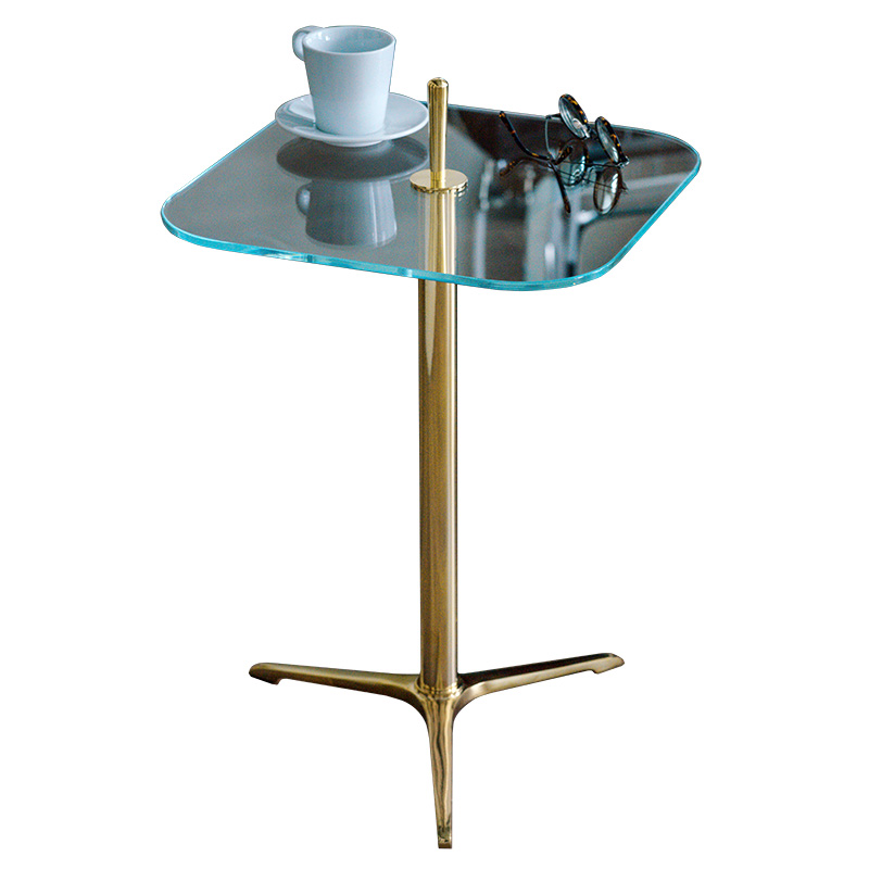 VanWOO是物 蓝湖BLUE LAGOON 现代黄铜超白玻璃边几茶边桌设计师