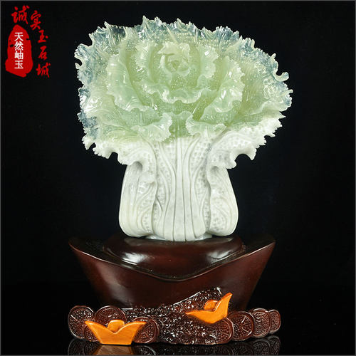 岫色 天然玉石岫玉白菜摆件客厅办公室招财岫岩玉开业乔迁礼品 - 图2