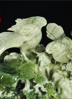 客厅电视柜玄关礼品岫玉山水摆件