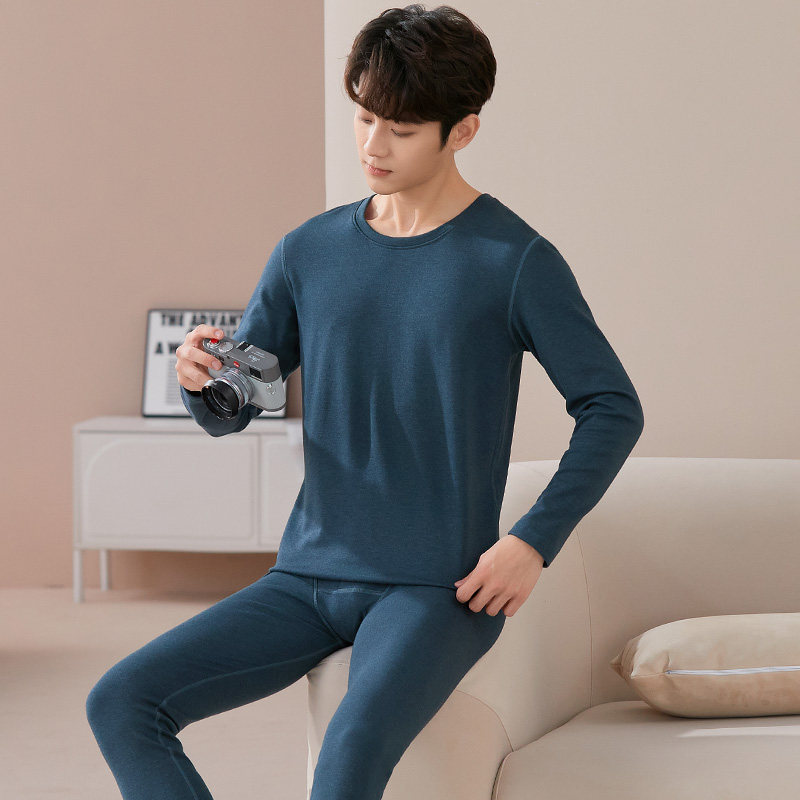 韩彩加绒保暖内衣男士德绒腈纶秋衣秋裤套装冬季男款打底衣