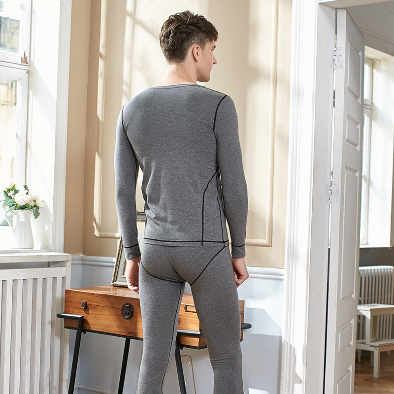 韩彩2023新款秋衣秋裤男套装薄款莫代尔V领男士保暖内衣打底衫