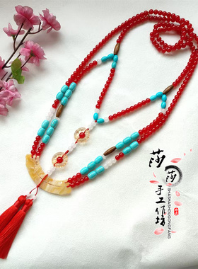 秦汉古风宿命复原璎珞仿玉璜汉服配饰敦煌项链魏晋古装仿绿松战国