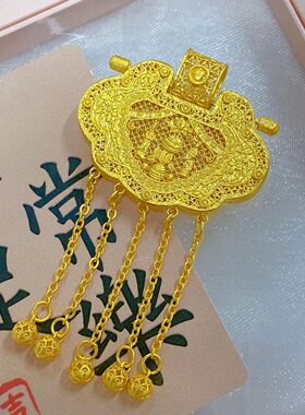 天子门生锁包沙金吊坠龙