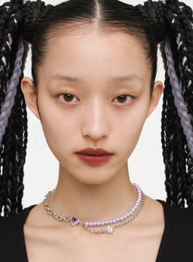 yuritan心钻紫色珍珠情侣款时尚