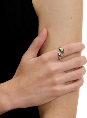 YURITAN海蝎爪镶钻戒指情侣款镀金镶嵌宝石开口戒可调节