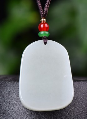 天然真品和田玉山水玉牌青白玉男士女士玉石挂件山水玉佩玉器玉坠