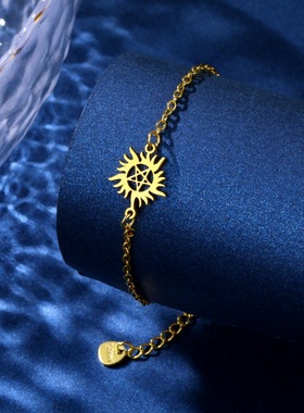 邪恶力量五芒星不锈钢女士手链SPN元素饰品 supernatural温彻斯特