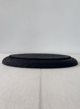 复古黑色泡桐木层叠托盘桌面摆件椭圆形木质托盘