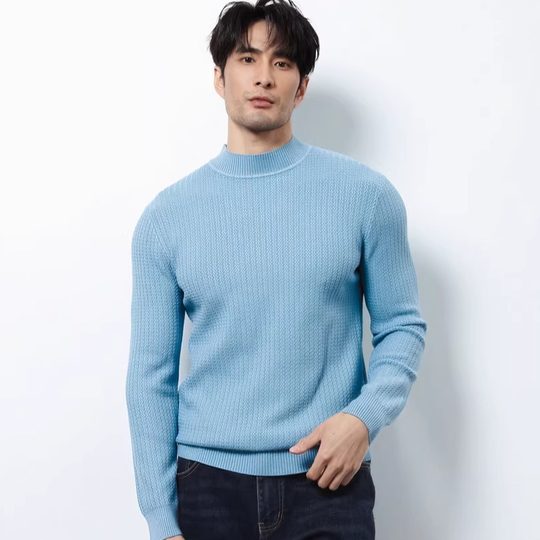 秋冬半高领男士毛衣2025新款冬季修身中领针织打底衫男装长袖内搭