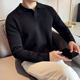 High-end V-neck sweater pullover lapel heavy warm men's POLO long-sleeved American autumn and winter thickened