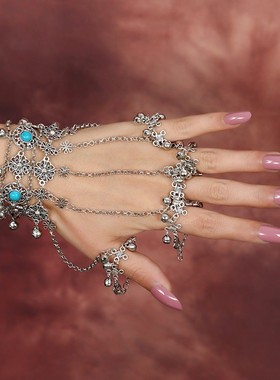 古风紫霞仙子同款钻连指手链拍摄古装手背链戒指一体链首饰道具女