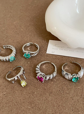 轻奢锆石金属开口戒指女高级感小众时尚气质优雅甜美百搭指环戒子