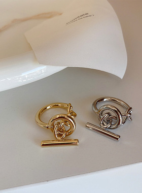 夸张欧美风气质百搭个性时尚OT扣金属链条开口戒指指环女冷淡风