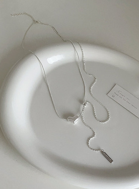 冷淡风双层长款爱心项链女小众设计感个性简约百搭气质颈链毛衣链