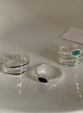 不规则滴油金属开口戒指套装女小众设计复古个性简约百搭气质指环