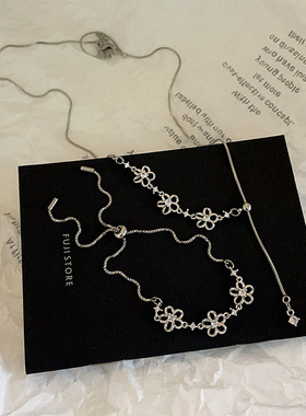 不规则镂空金属花朵手链项链女设计感小众个性简约百搭颈链锁骨链