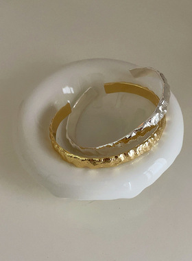 高级感不规则哑光金属手镯女小众设计复古个性简约百搭气质手饰