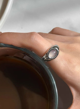 高级感猫眼石金属开口戒指女韩国小众复古个性简约百搭气质指环