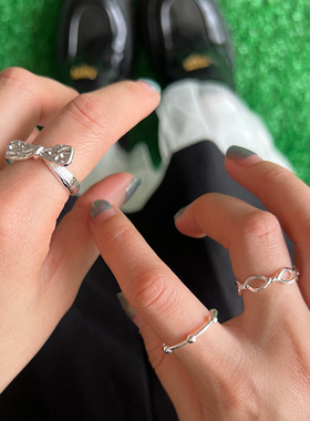 蝴蝶结金属开口戒指女小众设计感简约时尚个性精致百搭指环戒子