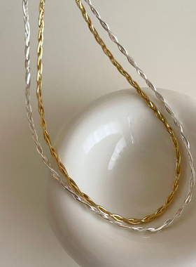 极简冷淡风麻花金属项链女设计感小众复古个性百搭时尚颈链锁骨链