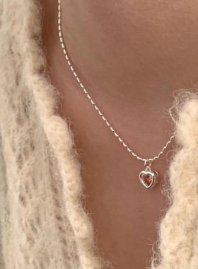 极简冷淡风锆石爱心金属项链女韩国个性简约百搭气质颈链锁骨链