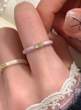 滴油锆石开口戒指女小众设计感个性时尚显白气质优雅百搭指环戒子