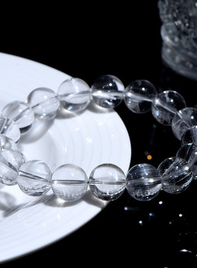 久雅水晶 天然猫眼白托帕石圆珠手链 白色托帕宝石散珠手串 批发