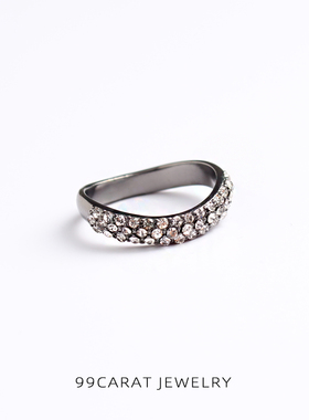 克拉新品欧美风黑色闪钻戒指知性