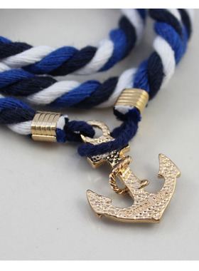 99克拉欧美时尚饰品麻花绳蓝白