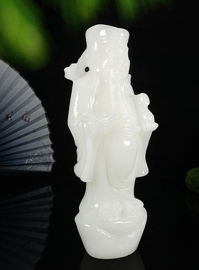 天然白玉站财神爷摆件