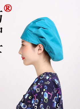 蓬蓬帽湖蓝色涤棉卫生牙科包头帽
