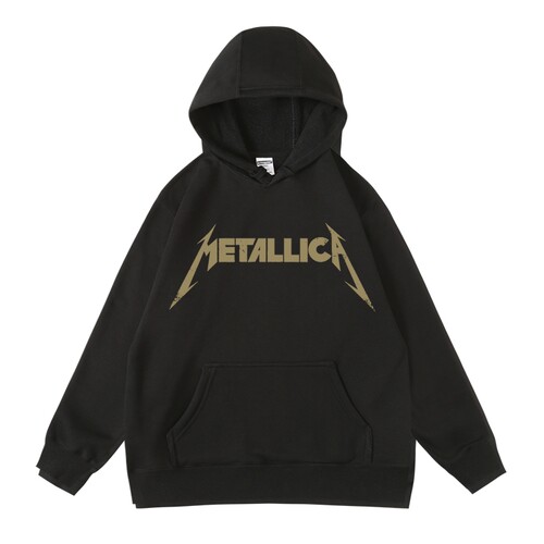 男士秋冬套头加绒连帽卫衣男款摇滚音乐metallica金属制品 - 图3