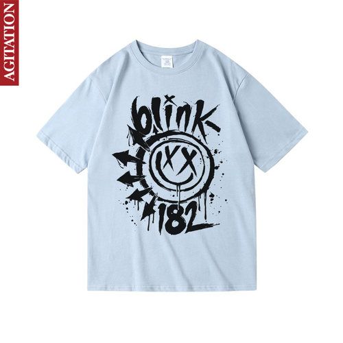 blink-182周边衣服摇滚美式朋克乐队纯棉短半袖T恤夏季音乐节女男-图0