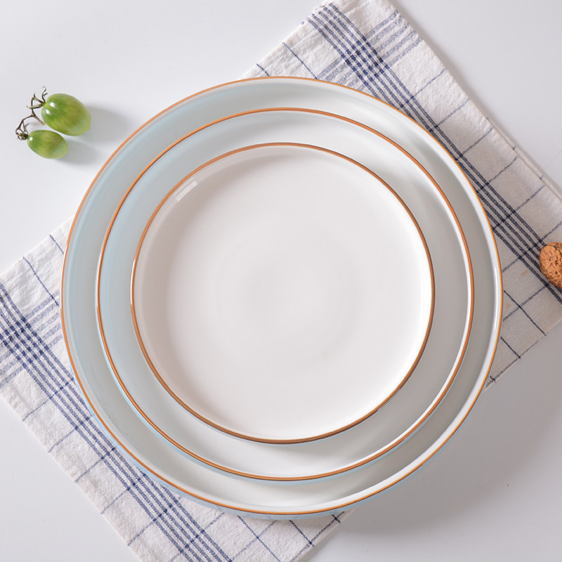 陶瓷盘子酒店饭店餐厅菜盘摆盘家用饭盘果盘手绘釉下彩圆盘浅汤盘,淘宝优惠券,粉丝福利购,淘宝优惠卷