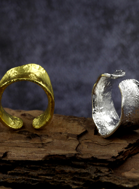 纯银戒指韩版S925ins不规则