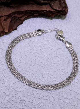 s925银女韩版简约气质宽面链条手链高级感百搭网红手饰