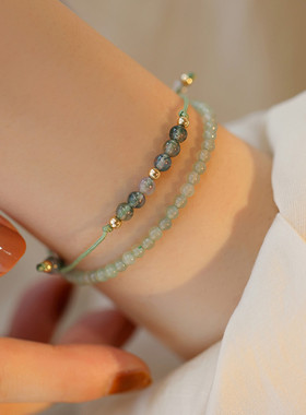 自然水草玛瑙葡萄石手串手链女小