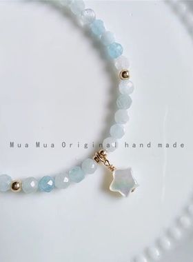 新品天然海蓝宝14K注金三月生辰