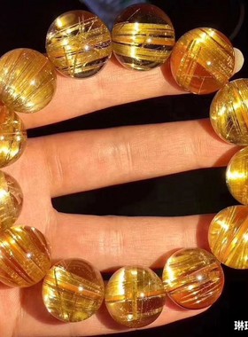 巴西珍藏级钛晶手链金发晶手链钛