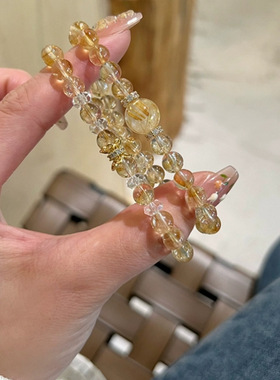 原创设计天然黄塔金双圈手串女款