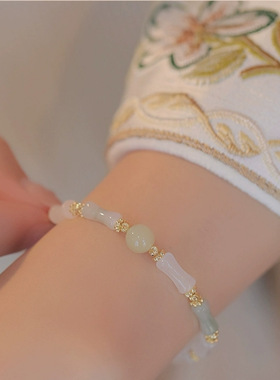 新中式和田玉手链天山冰翠手链女