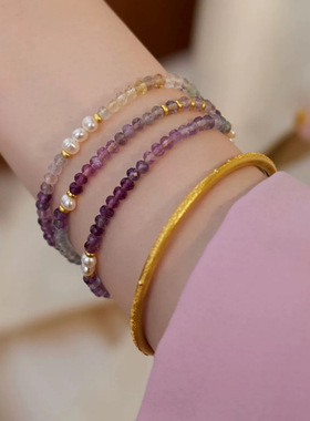 天然水晶淡水珍珠项链夏天季女百