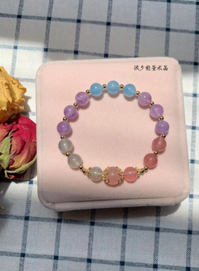 典润灰月光石太阳石天然海蓝宝手