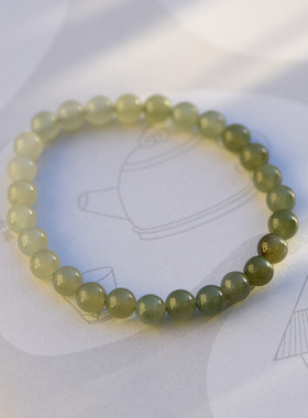 渐变色和田玉晴水6mm单圈青白玉